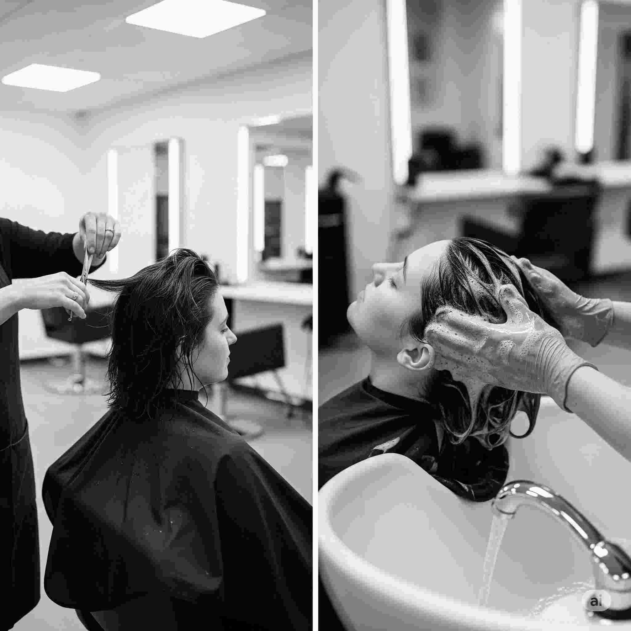 haircut + colour shampoo